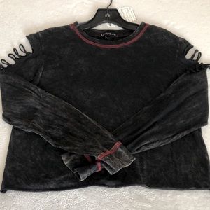 New Destructed Crop mineral washed Long sleeve Jersey T-shirt! Medium! Made USA!